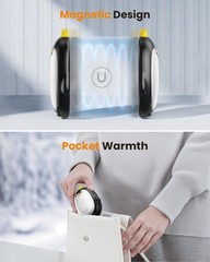 Gaiatop Magnetic Hand Warmers Rechargeable 2 Pack, 3 Settings Small, Black