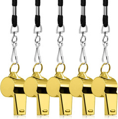 5 Packs Stainless Steel Whistle, Metal Warning Whistle with Lanyard for Referee