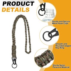 2Pcs Heavy Duty Braided Paracord Lanyard, Army Green Camouflage/Army Green