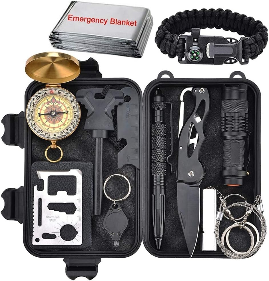 XUANLAN Emergency Survival Kit 13 in 1, Outdoor Survival Gear Tool with Survival