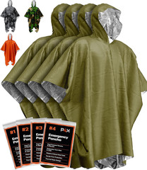 4X Emergency Ponchos & Mylar Blanket – Waterproof Wind-Resistant Outdoor Surviva