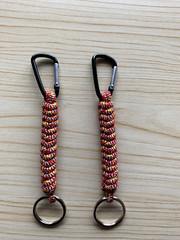 Set of 2, Paracord Lanyard Keychains w/Carabiner – Red Yellow Black & White