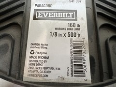 Everbilt Paradcord 1/8 X 500 Ft, 160 Lb Working Load Limit. Red In Color.