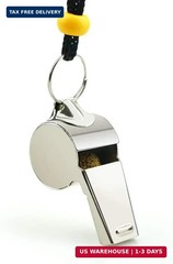 Whistle, 2 Pack Stainless Steel Sports Whistles with Lanyard, Loud Crisp Sound W
