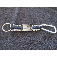 Paracord Key Chain Holder USA Flag Blue Line Survival Rope