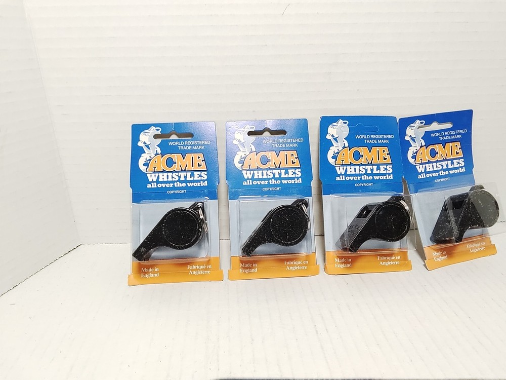 NEW! «Acme Plastic Whistle, Small, High Pitch, Black 660BLK NOS VTG LOT OF 4 4x