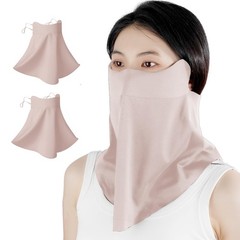 UV Sun Protection Face Mask with Neck Coverage UPF 50+ Medium, 2 Pack Pink