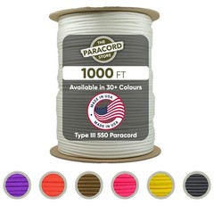 The Paracord Store | Type III 550 Paracord – 1000 FT Spool, White | Heavy Dut…
