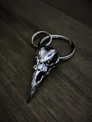 Raven Skull Keychain – Pewter Keychain for Bikers – Made in The USA