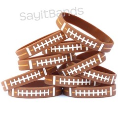 Set of FOOTBALL Thread Silicone Wristbands – Wholesale Wrist Band Bracelet Lot
