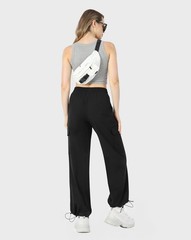 keriffe Baggy Cargo Pants Women Parachute Hiking Wide Leg Medium, Black