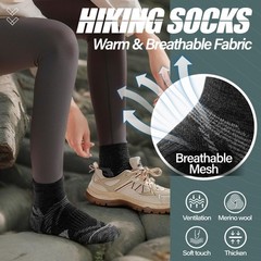 ANTSANG 6 Pairs Merino Wool Quarter Ankle Hiking Running Medium, Black Series