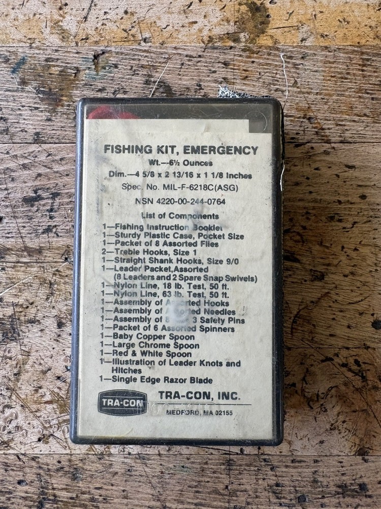Vtg SEALED TRA-CON US Military Issue Emergency Fishing Kit FSCM 22835 USA. NOS