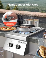 VEVOR Double Grilling Side Burners, 2 x 15,000BTU Liquid Propane Side Burner …