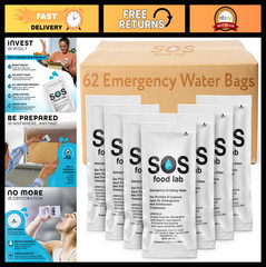 Emergency Drinking Water Packets – 62 Count, 5-Year Shelf Life, Survival Supply