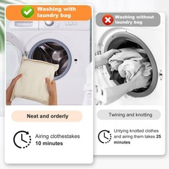 4-Piece Medium Durable Organic Cotton Mesh Laundry Bags with Medium, beige