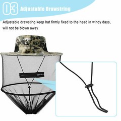 Men Mosquito Head Net Hat Bugs Netting Protection Jungle Boonie Bucket Bush Hat