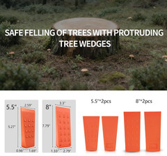4-Pack Orange Spiked Logging Wedges, ABS Plastic (5.5″ & 8″) | Tree-Cutting Wedg