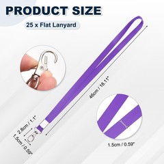 25Pcs 18.1″ Polyester Flat Lanyard with Lobster Clasp for Keys, Purple