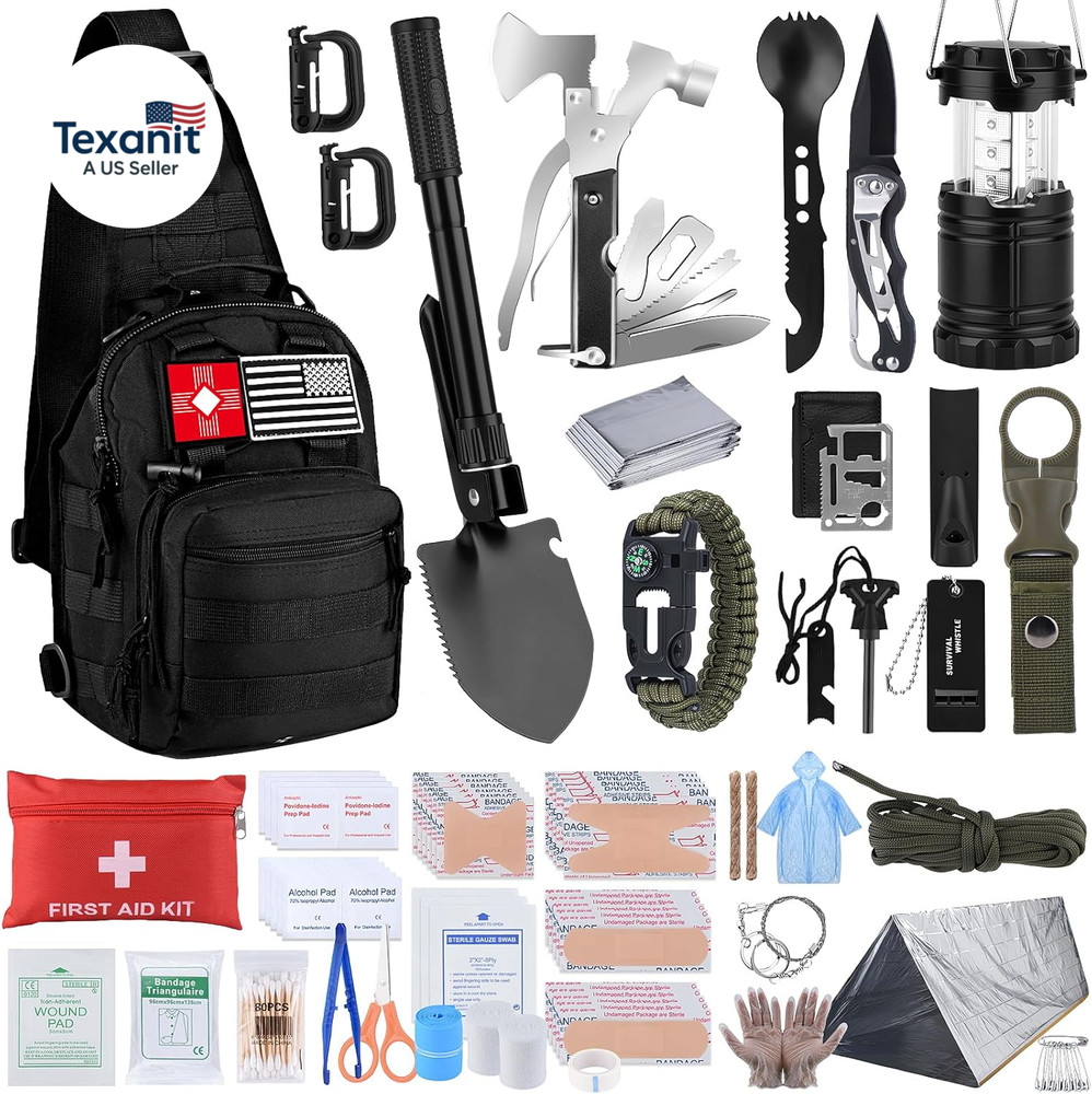 Survival Kit, Gifts for Christmas Men, Women, 251Pcs Emergency Survival Gear and