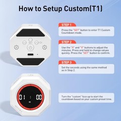 Secura Pomodoro Cube Timer, 3, 5, 10, 25, 30, 60 Minutes Preset () | White