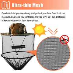 1/2PCS Anti-Mosquito Bug Bee Insect Head Net Hat Cap Sun Protection for Outdoor