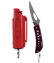 Police Magnum pepper spray .50oz red molded keychain pocket knife self defense