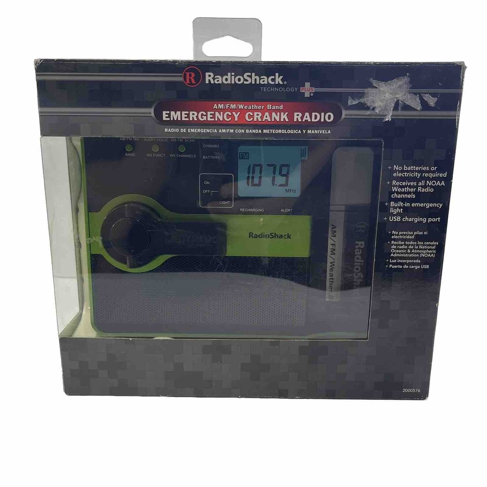 Radio Shack Emergency Crank Radio AM FM Weather Band USB Charging Port – NEW NIB