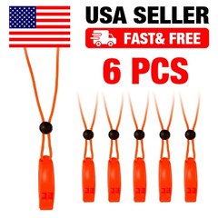 6 Pack Orange Rescue Whistle Waterproof Durable for Sports & Emergency