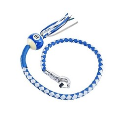 Leather Motorcycle Whips Get Back Whip with ball Heavy Duty 36″ Silver&Blue