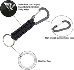 BRAVESHINE Keychain Hook with Paracord Strap 2 Pack Green Metal Key Ring Cara…