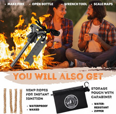 Fire Starter Kit – Premium Flint and Steel Firestarter for Campfires, Hemp Rope