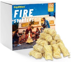 150 Count Wood Fire Starters Eco Friendly Natural Safe for Cooking and Heating