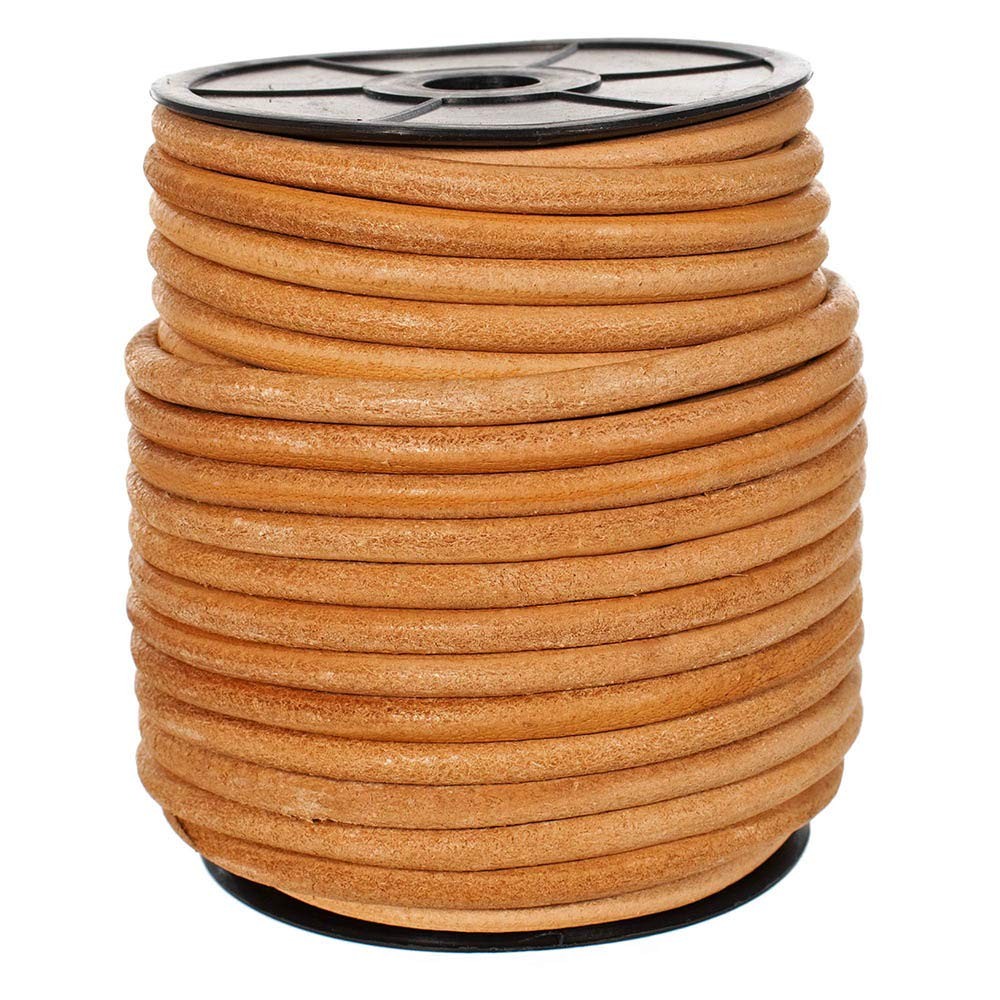West Coast Paracord Round Leather Cord (Natural, 6mm – 10 Yards)