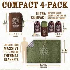 Freakin’ Huge 4-Pack Emergency Blankets – Extra-Large Thermal Mylar Protection