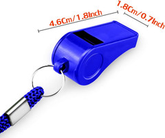 Whistle with Lanyard, 2 Packs Blue Plastic Whistles, Extra Loud Sports Whistles