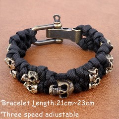Vintage Skull Style Bracelet Jewelry Gift Outdoor Camping Paracord Survival.