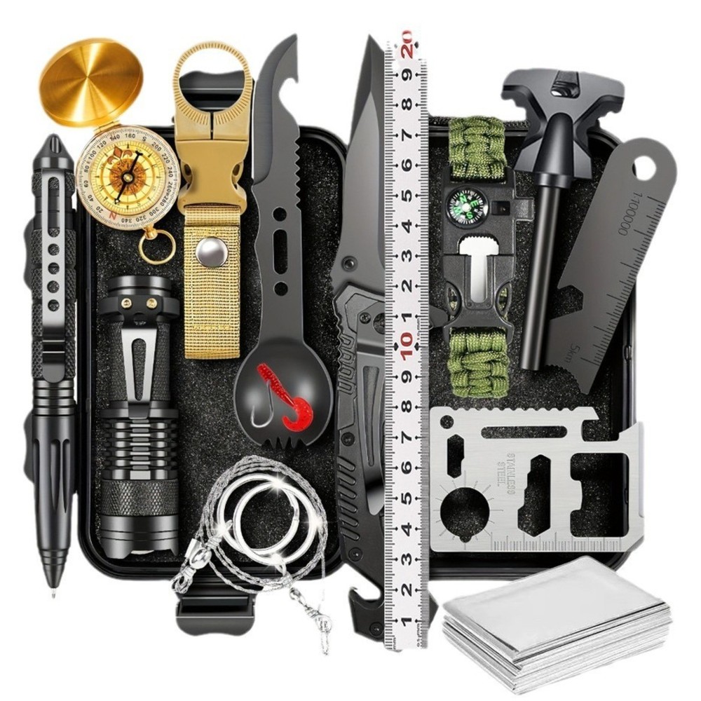 14Pcs Multi-Function Emergency Survival Gear Kit for Outdoor Camping Hiking