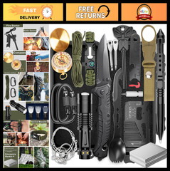 Survival Kits for Hiking & Camping, Emergency Gear, Cool Gifts for Men & Teens