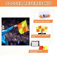 Soccer Referee Kit – Complete 2 Pcs Referee Flag Set with Checkered Flag, Red…