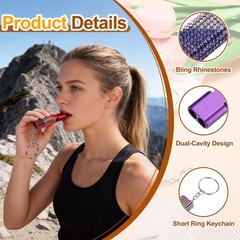 Bling Whistle, 2 Pcs&3color Rhinestone/ Purple&Black Whistle