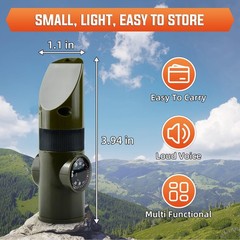 Survival Whistle, 7-in-1 Outdoor Multifunctional Tool Safety Whistle with Lan…