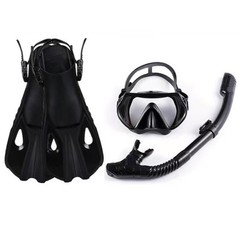 Snorkeling Set: Adjustable Mask, Dry Top Snorkel & Fins for Ultimate Comfort!