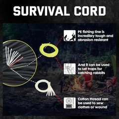 Survival Paracord 550 Fire Paracord Survivor Cord Nlyon Rope 10 Strands US Milit
