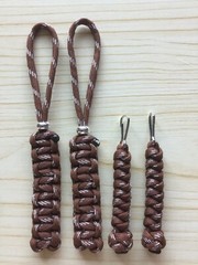 Survival Paracord Lanyard x 2 & Zipper Pull with Clip x 2 – Coffee/White