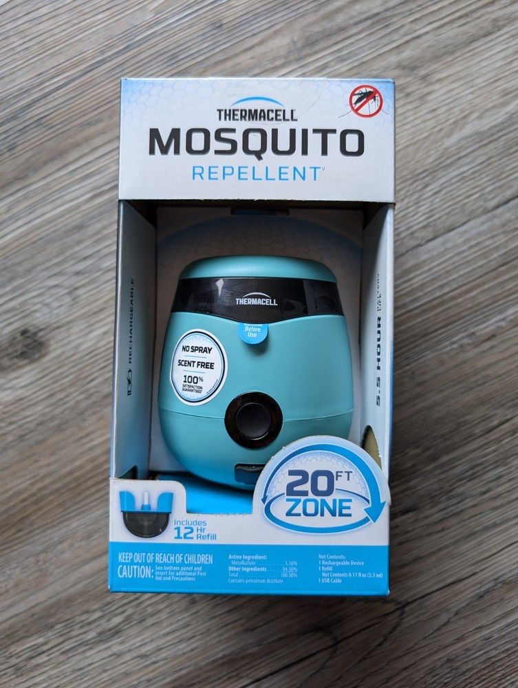 Thermacell E55 Rechargeable Mosquito Repeller Teal 20ft Zone Protection NIB