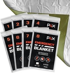 PREPARED4X Mylar Blankets 8 Pack – Waterproof Emergency 8 pack, Green (82×50)