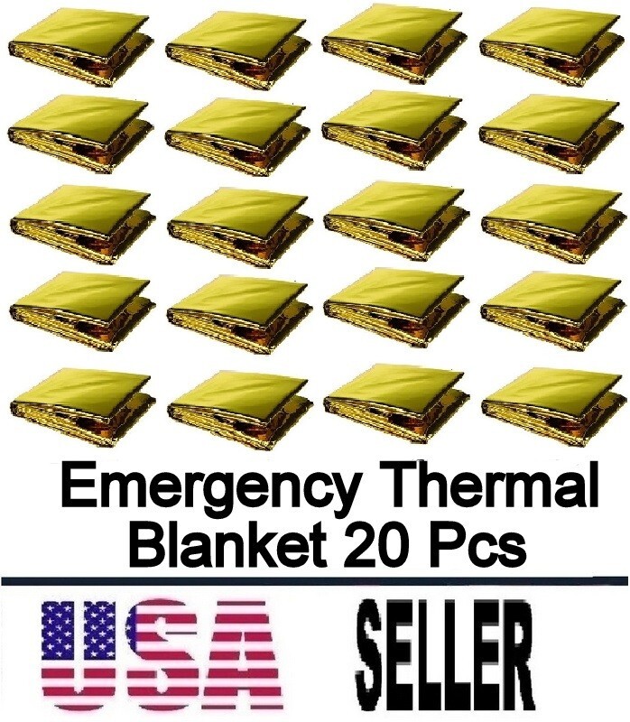 20P Medical Emergency Thermal Blanket Mylar Trauma Military Survival Gold/Silver