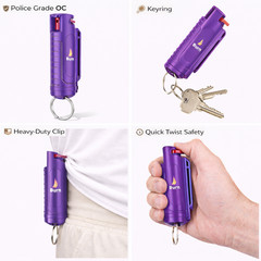 Burn Pepper Spray Keychain 0.5oz Police Grade Self Defense Security Purple