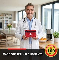 Protect Life 100 Piece Waterproof First Aid Kit for Car, Home, Camping, Boat